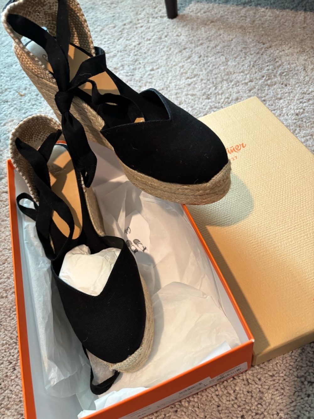 Castaner - Black Canvas Espadrille Wedge Tie-Up Sandals - Brand new (never worn)